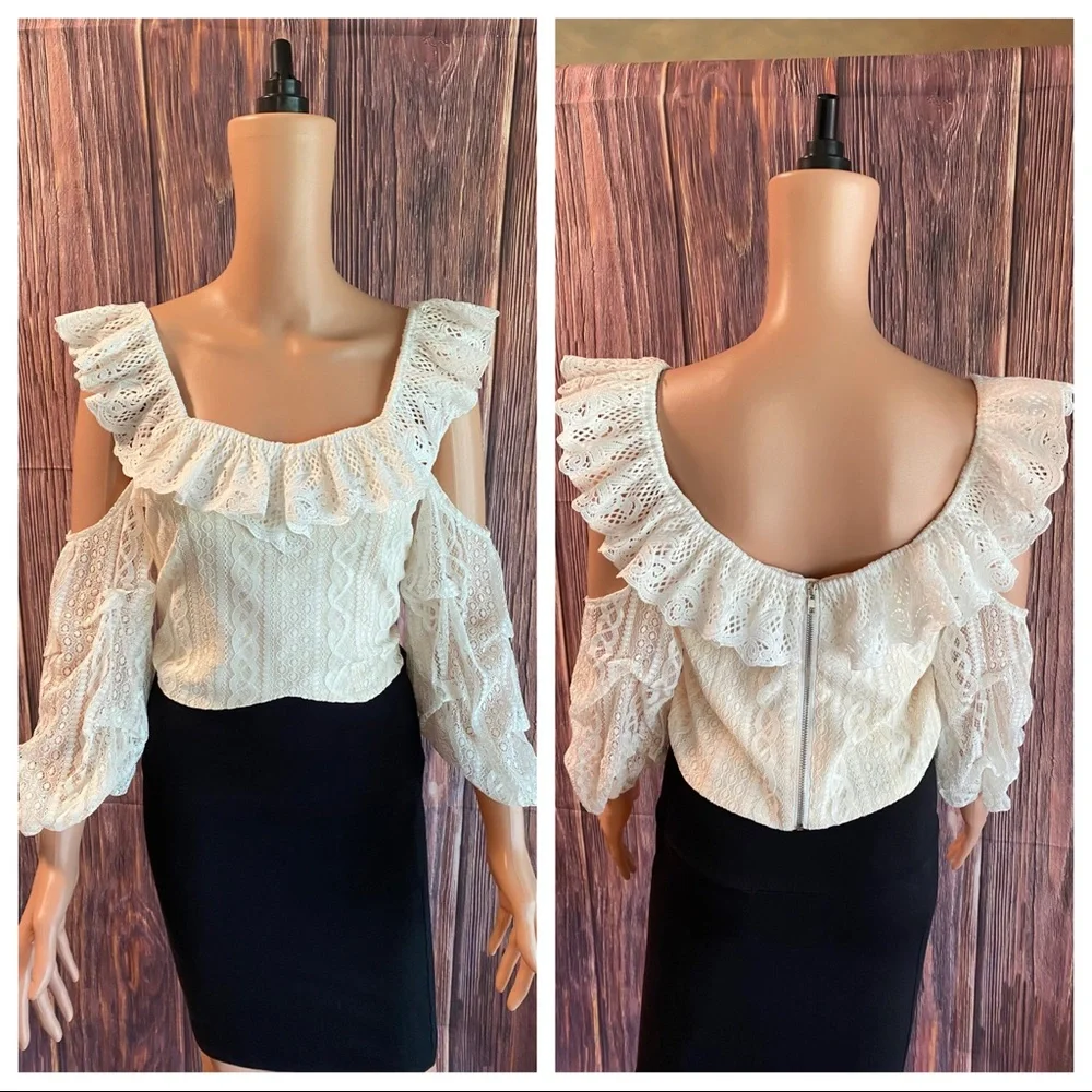 Anthropologie Love Encounter NWT size medium large cream & white lace boho